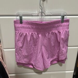 Avia (walmart) pink high waist running short with biker short liner